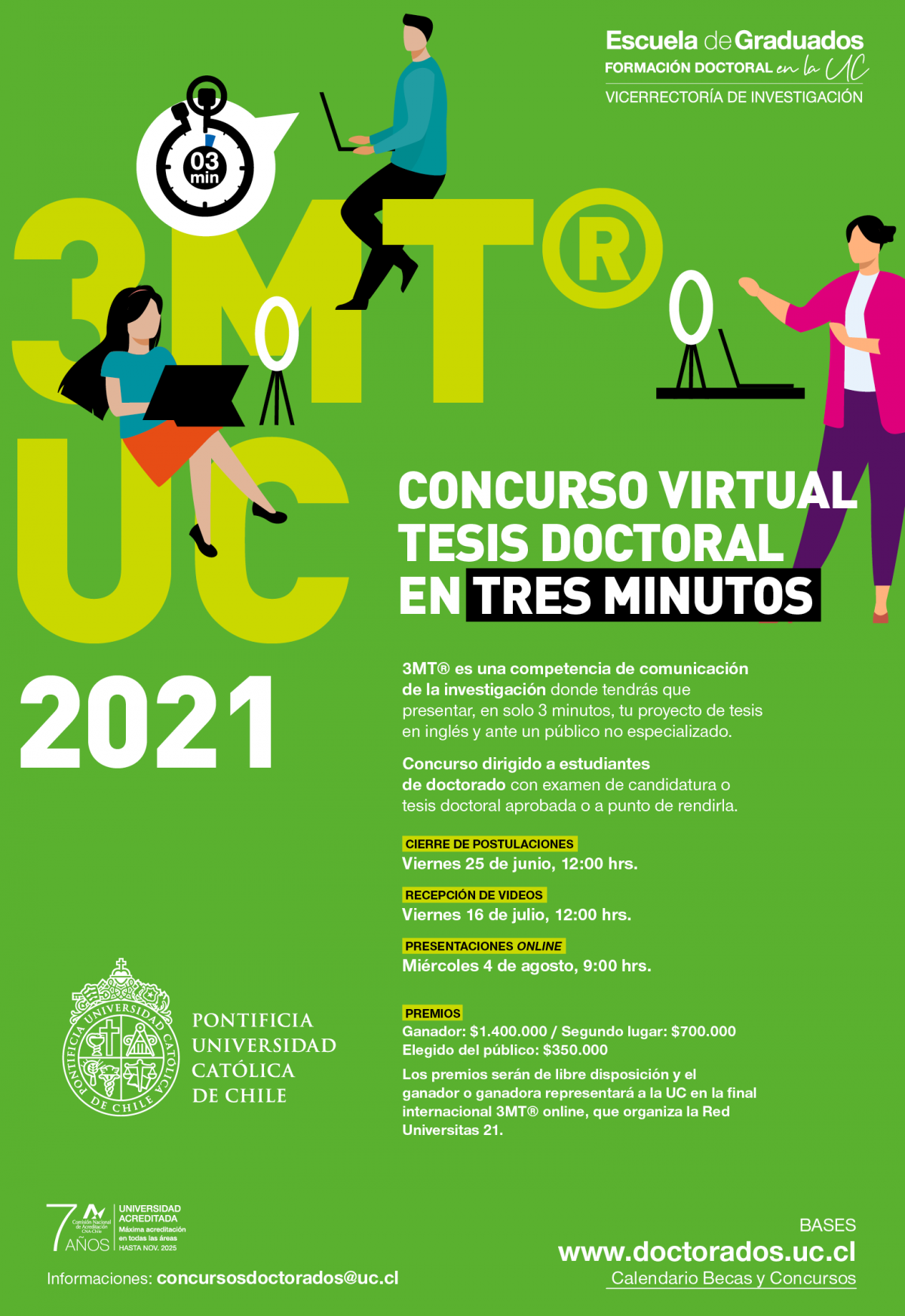 Concurso Virtual Tesis en Tres Minutos (3MT (R) UC) 2021