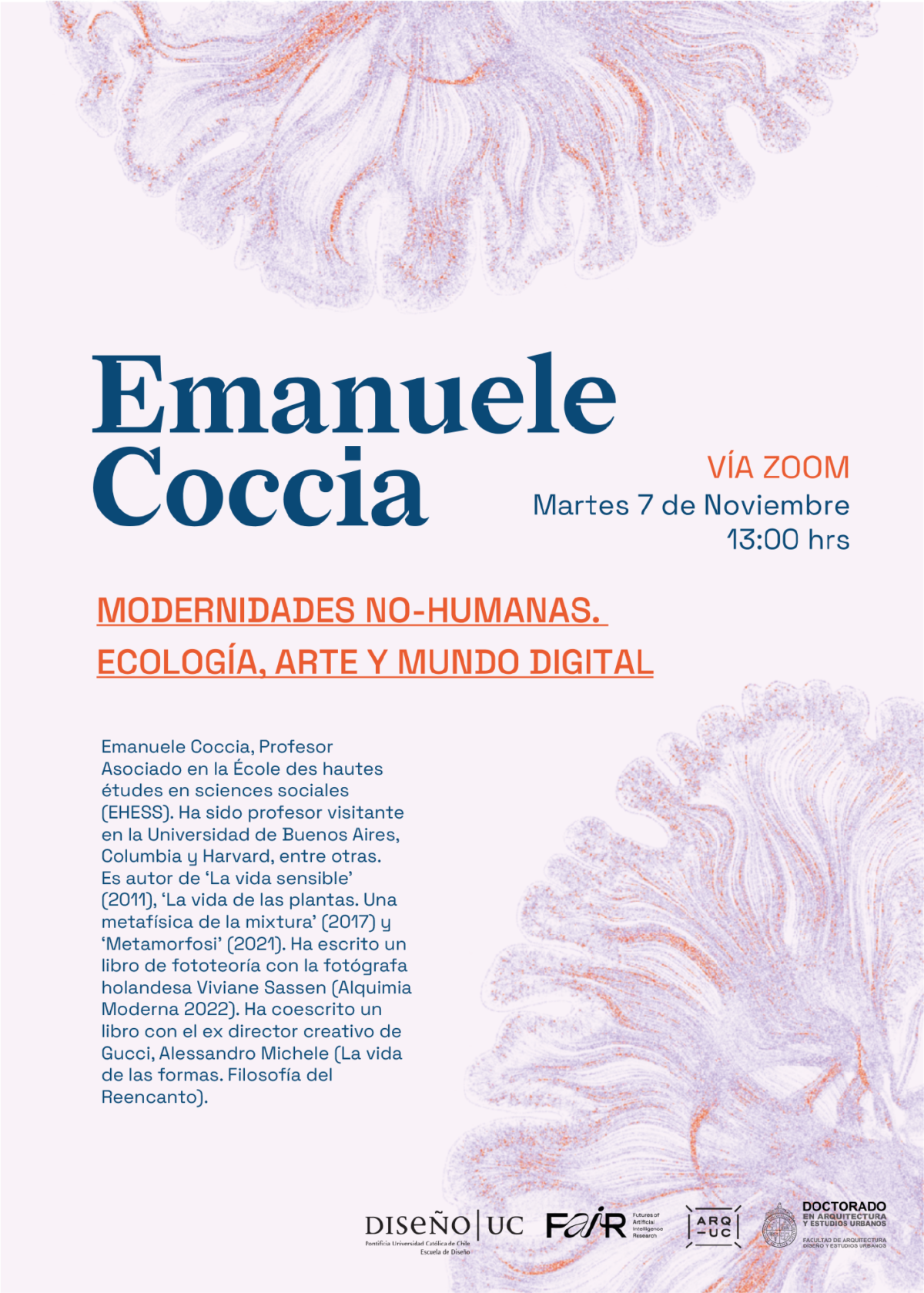 CHARLA MAGISTRAL | EMANUELE COCCIA: Modernidades no-humanas. Ecología, arte y mundo digital