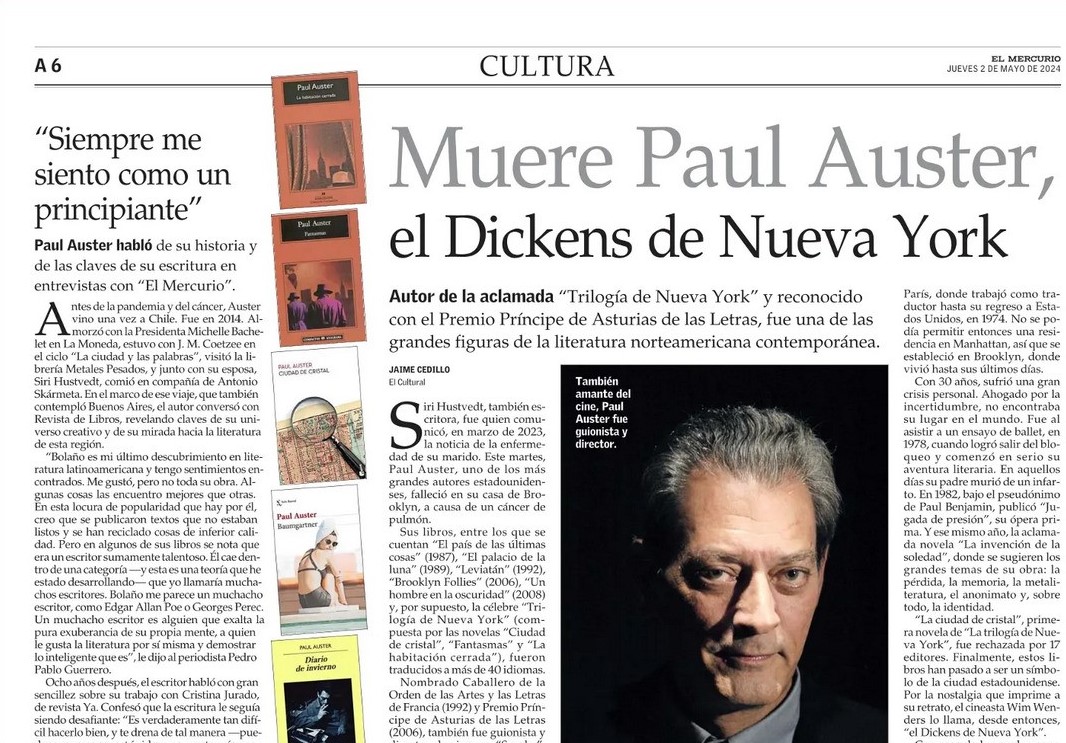 Muere Paul Auster.