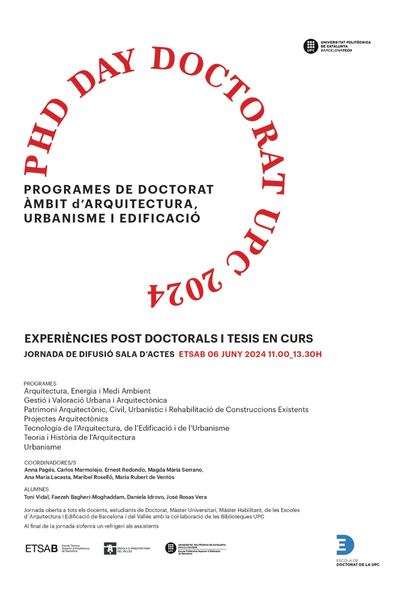 PHD DAY DOCTORAT UPC 2024 | Experiencies post Doctorals I tesis en curs.